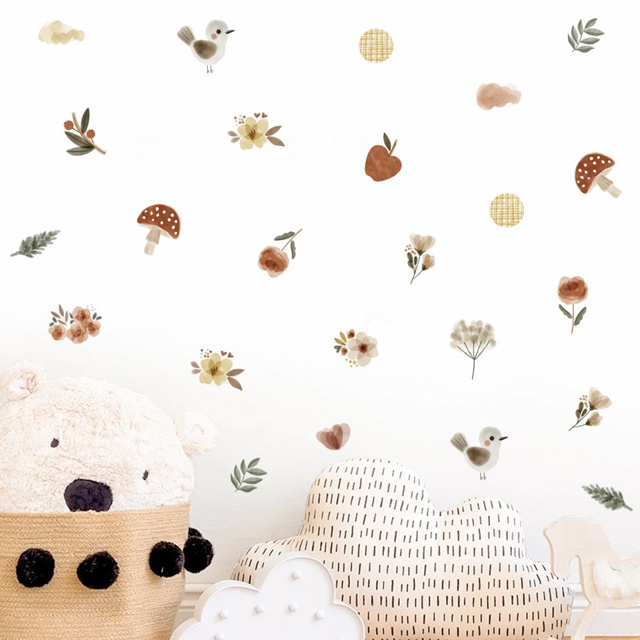 Wall Stickers Mushrooms Flowers