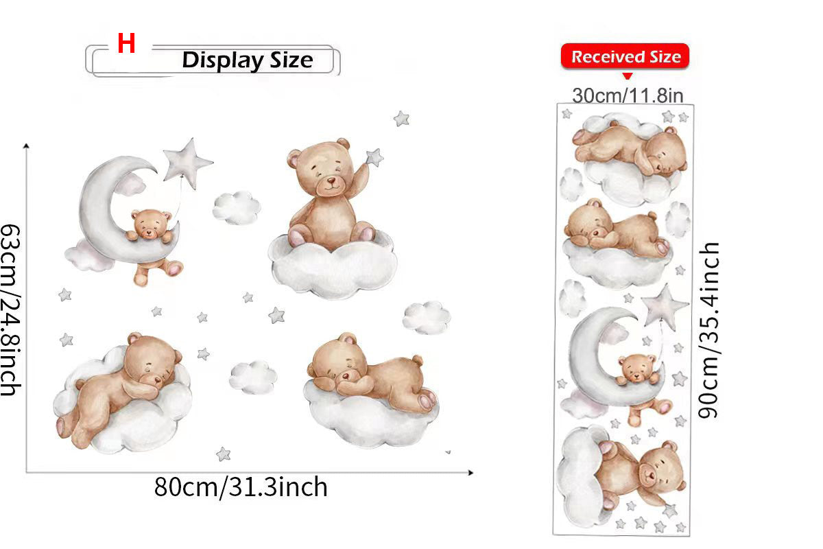 Cute Bear Star Cloud Wall Stickers