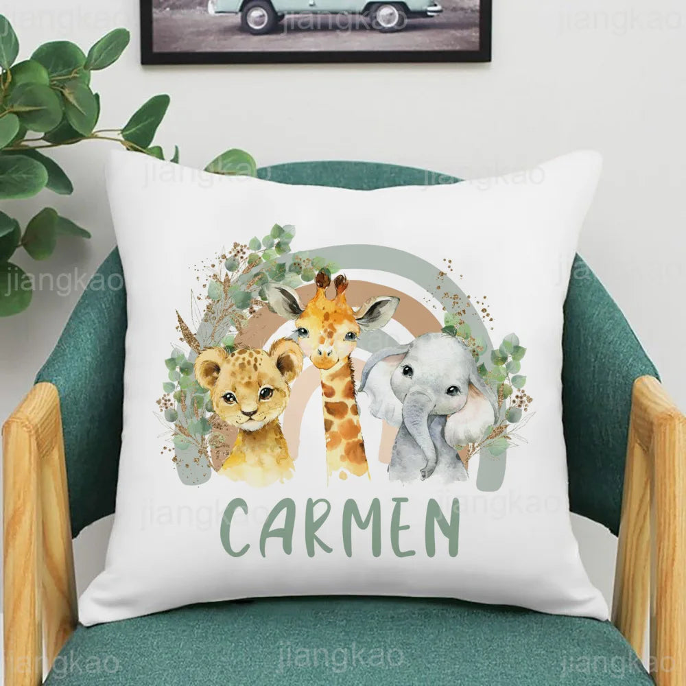 Personalized Pillow Rainbow Animal For Kids Bedroom