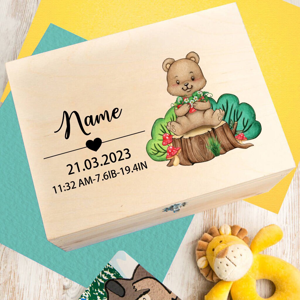 Etched Wooden Personalized Baby Keepsake Box