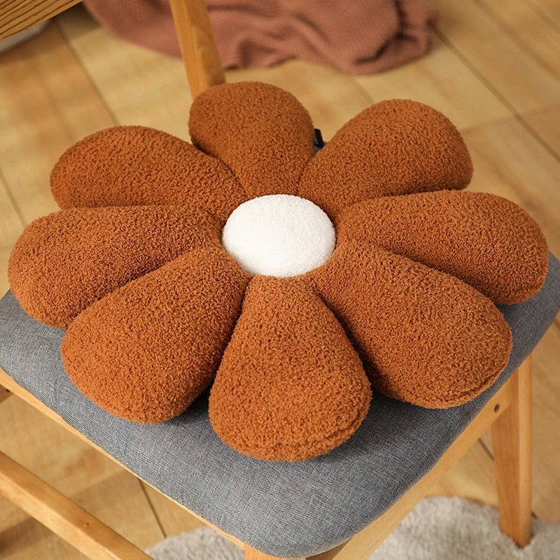 Super Soft  Flower Pillow Brown For Bedroom