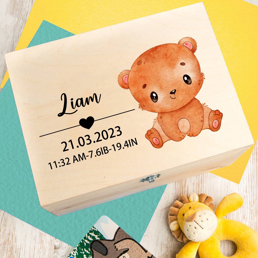 Etched Wooden Personalized Baby Keepsake Box