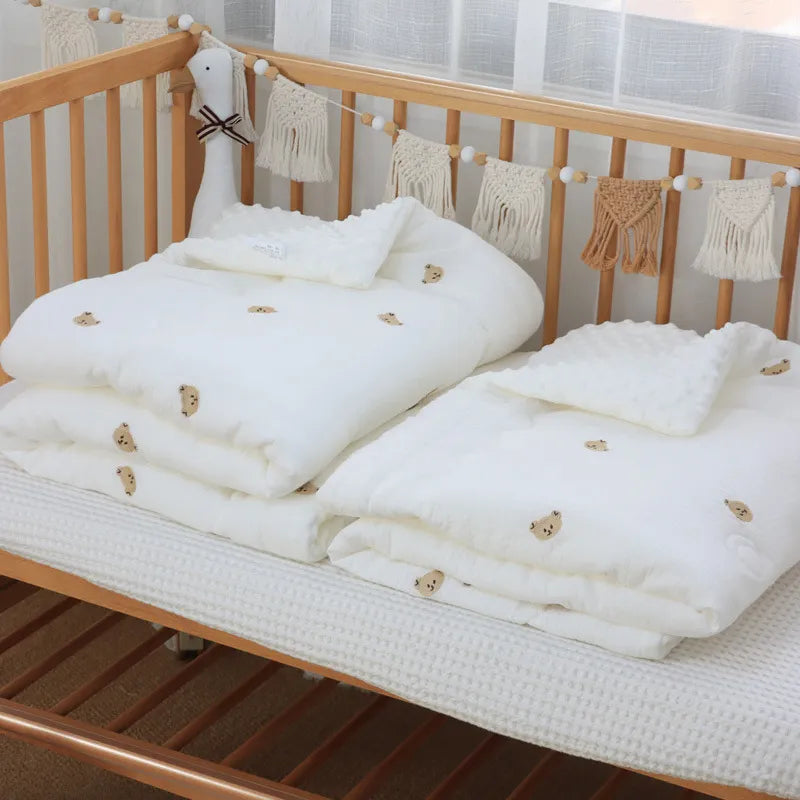 Winter Thick Muslin Cotton Embroidered Bear  Baby Duvet