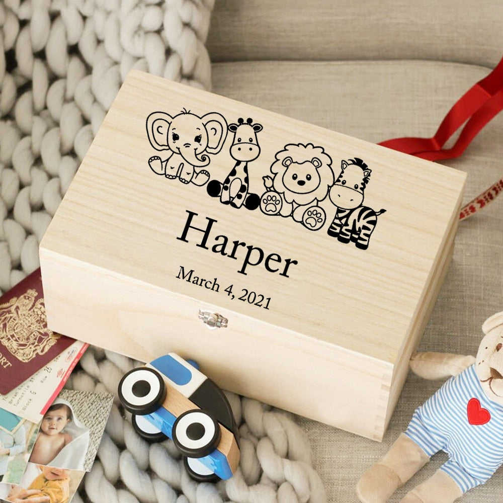 Etched Wooden Personalized Baby Keepsake Box