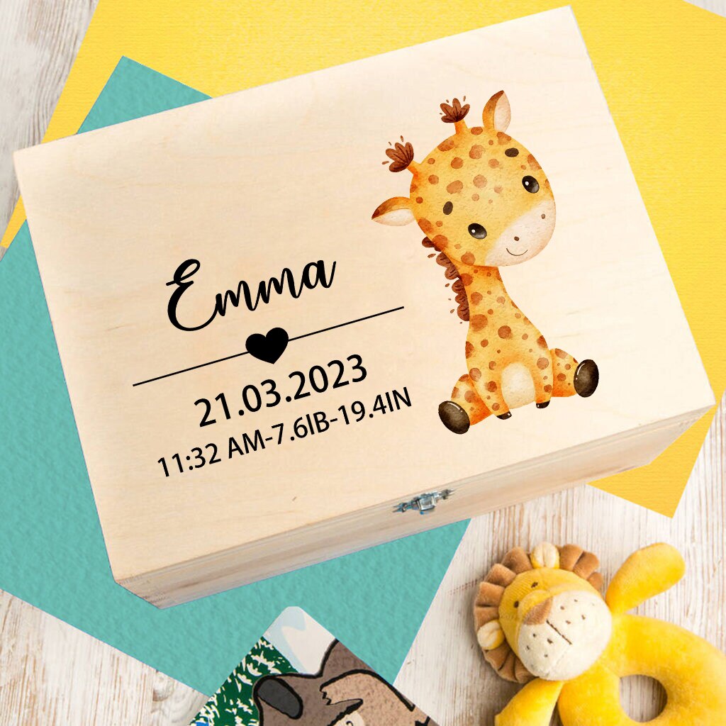 Etched Wooden Personalized Baby Keepsake Box