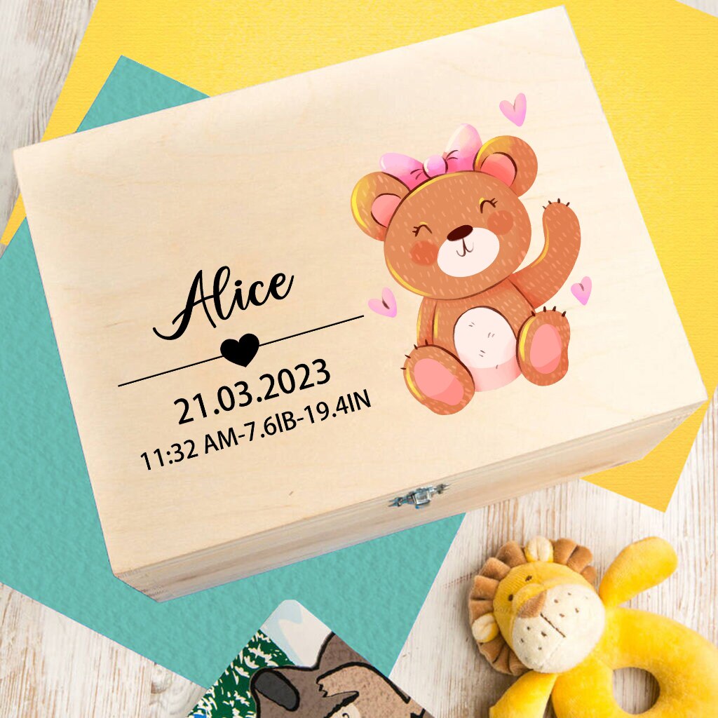 Etched Wooden Personalized Baby Keepsake Box