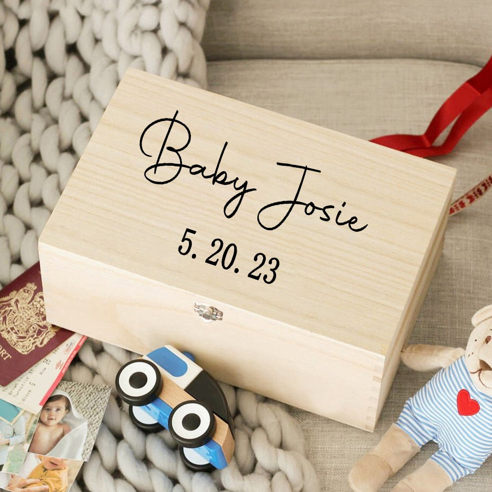 Etched Wooden Personalized Baby Keepsake Box