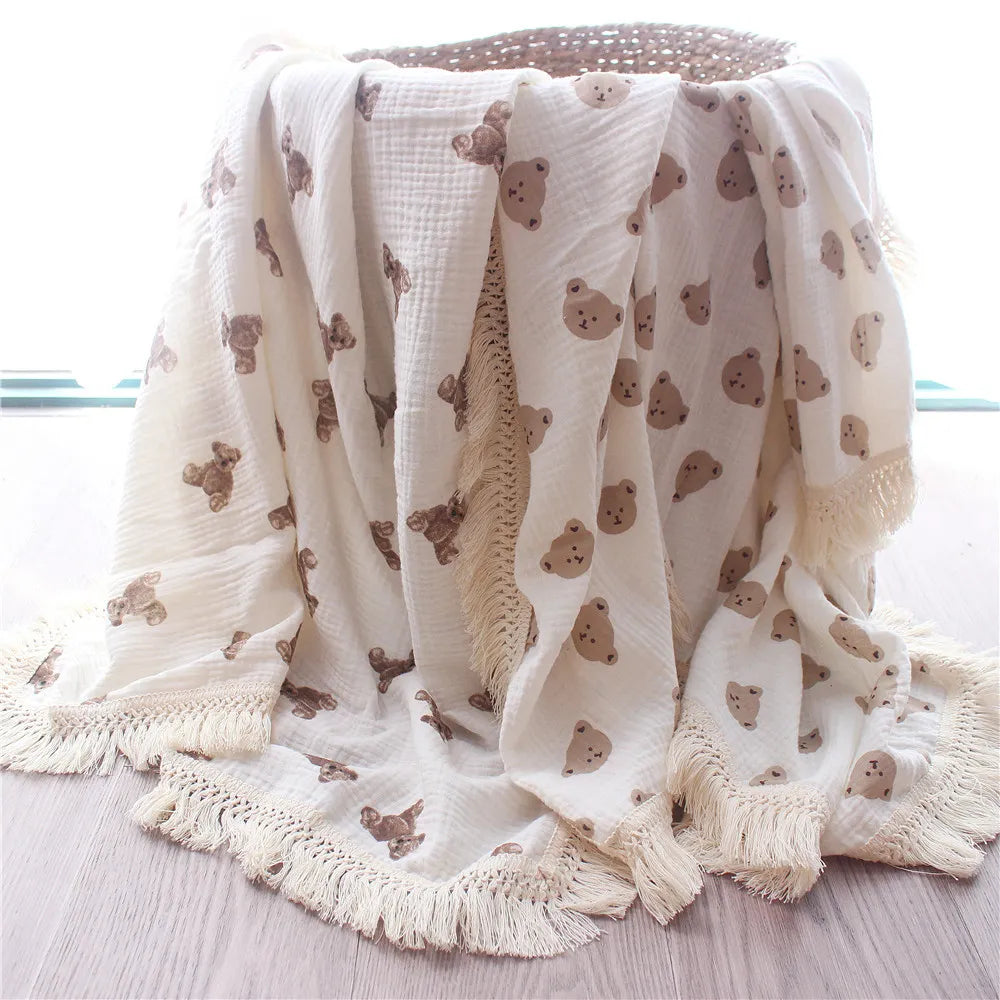 Brown Bear Head Kids' Textiles Blanket