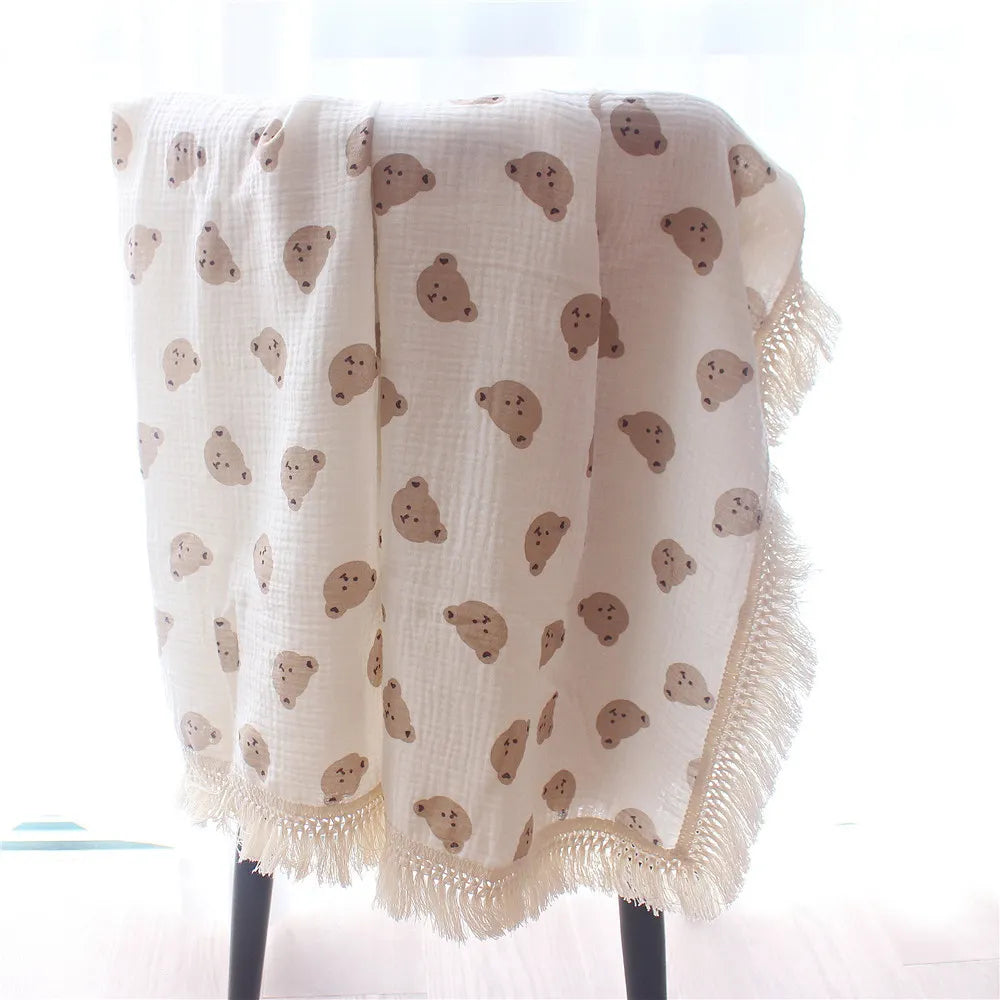 Brown Bear Head Kids' Textiles Blanket