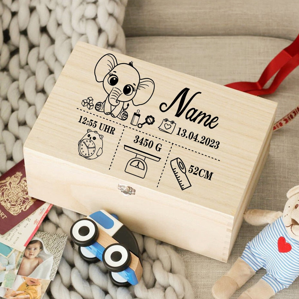 Etched Wooden Personalized Baby Keepsake Box