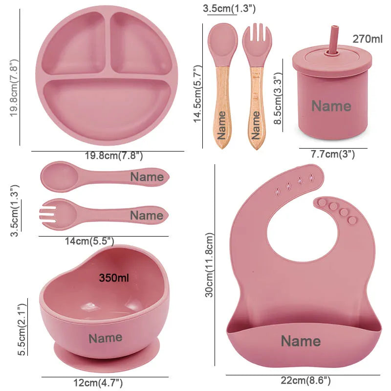 Set Personalized Silicone Tableware For Kids