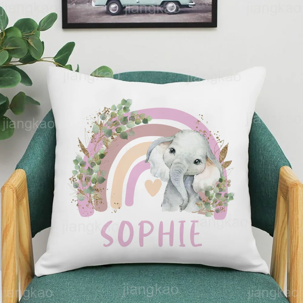 Personalized Pillow Rainbow Animal For Kids Bedroom