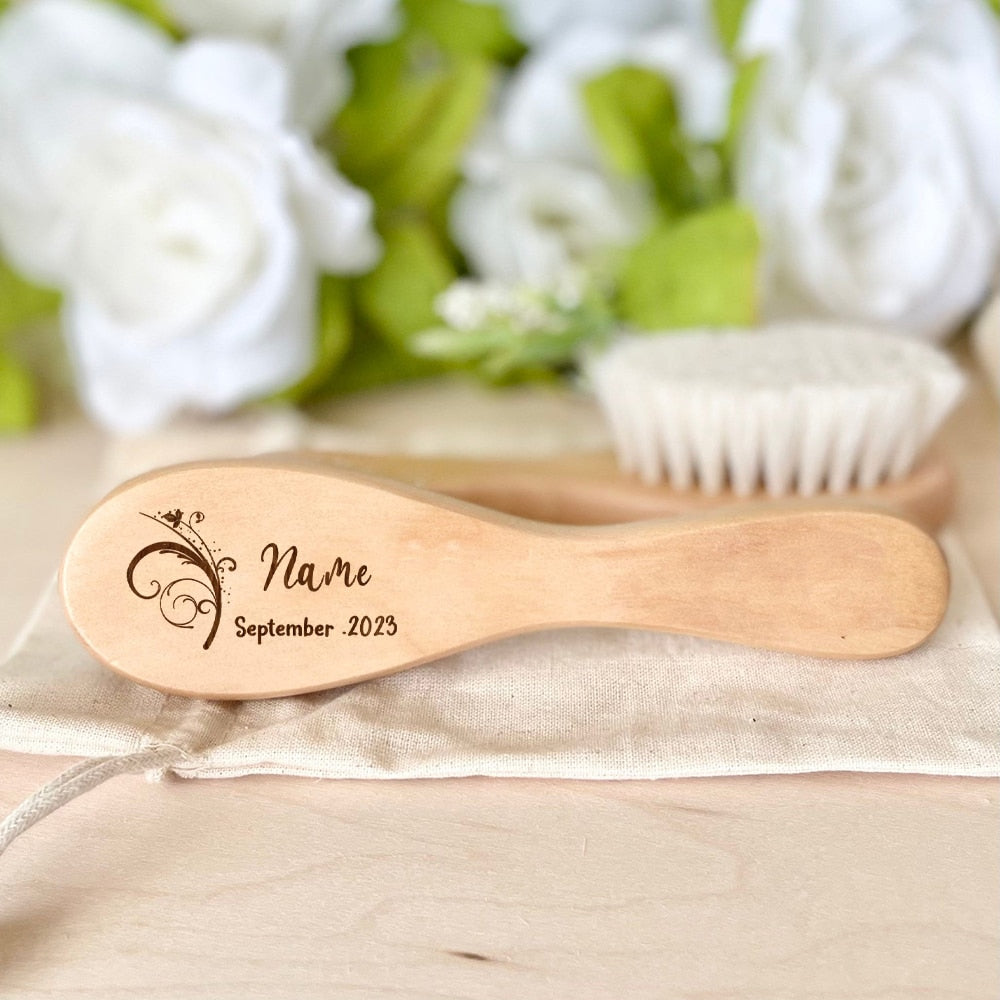 Personalized Baby Wood Brush With Custom Name