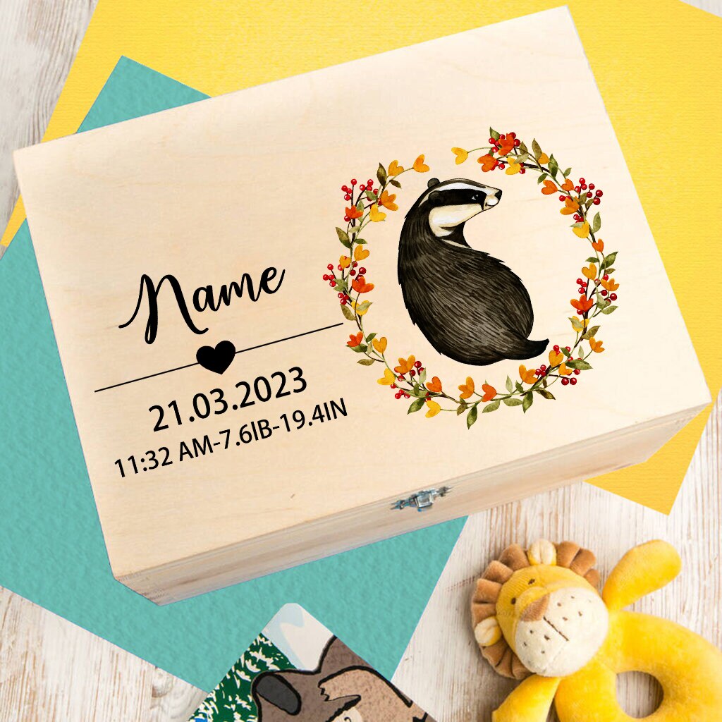 Etched Wooden Personalized Baby Keepsake Box