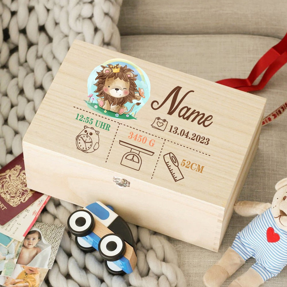 Etched Wooden Personalized Baby Keepsake Box