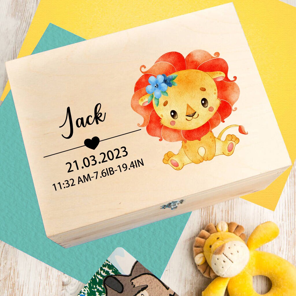 Etched Wooden Personalized Baby Keepsake Box