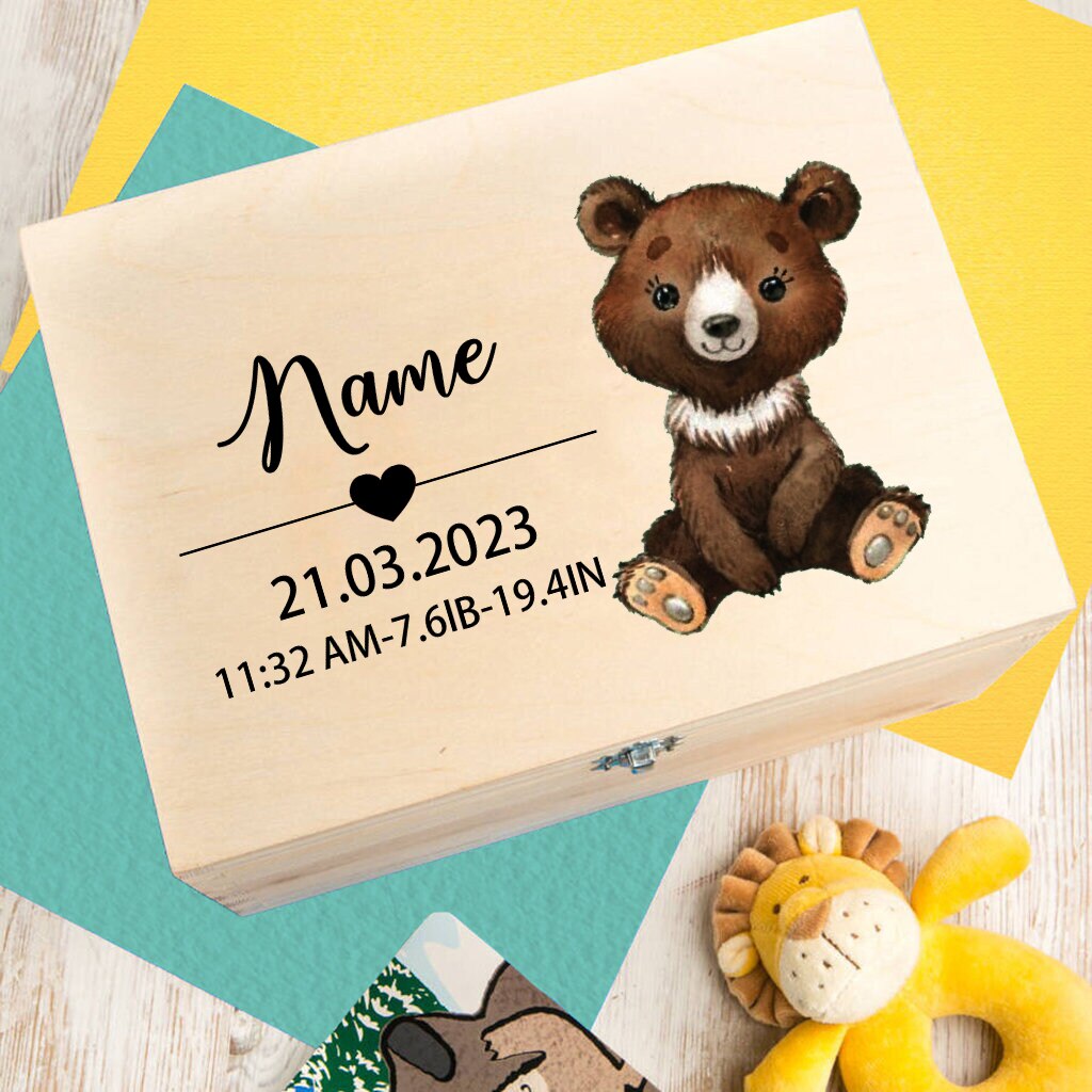 Etched Wooden Personalized Baby Keepsake Box