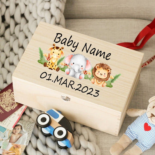 Etched Wooden Personalized Baby Keepsake Box