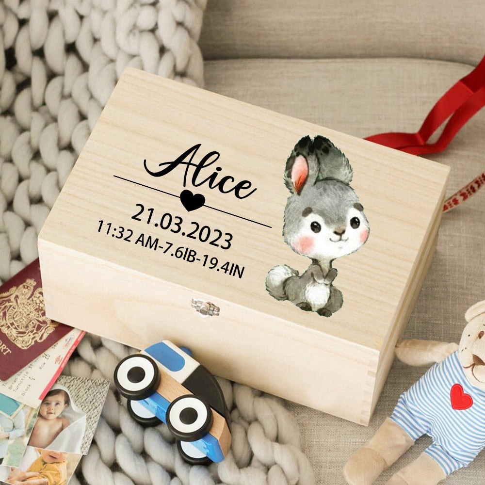 Etched Wooden Personalized Baby Keepsake Box