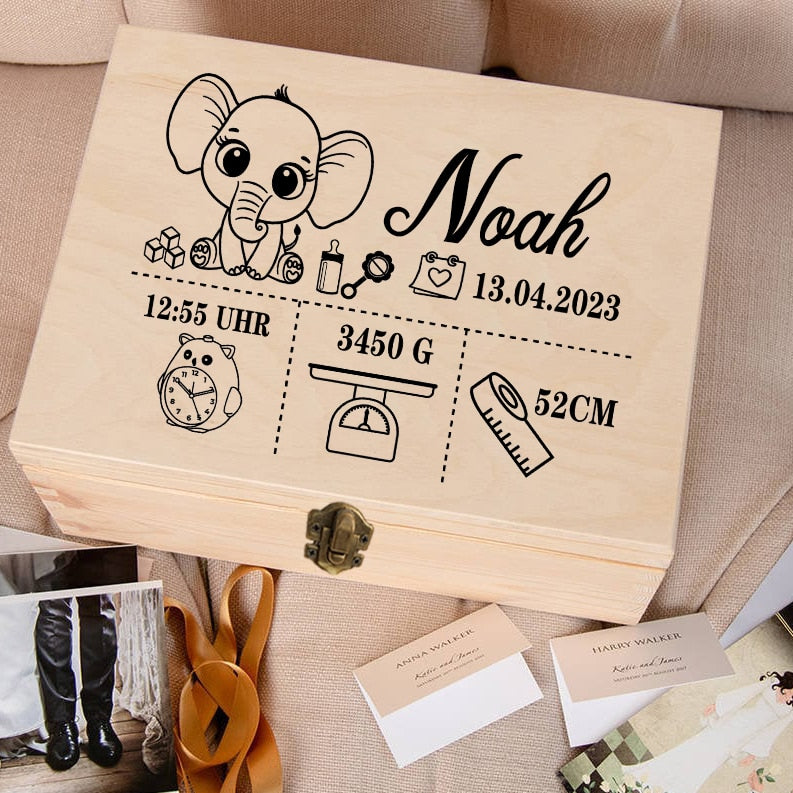 Etched Wooden Personalized Baby Keepsake Box