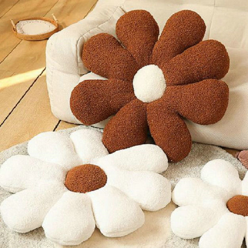 Super Soft  Flower Pillow Brown For Bedroom