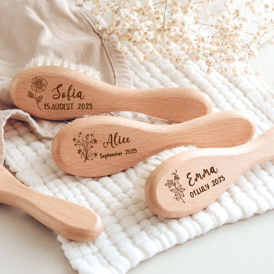 Personalized Baby Wood Brush With Custom Name